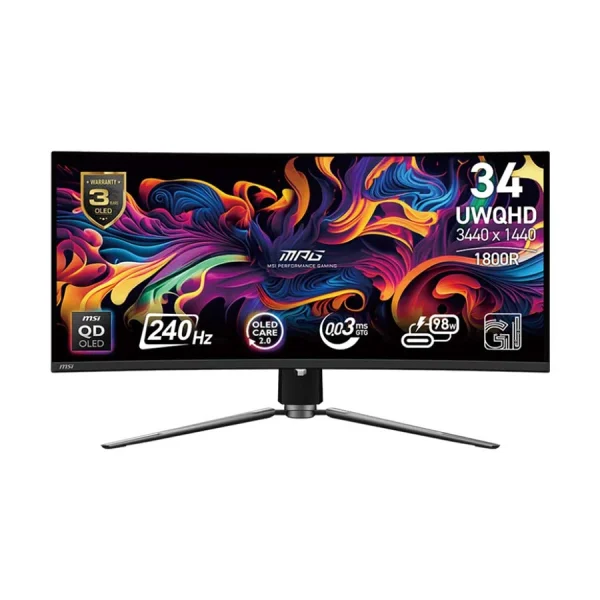 MSI MPG 341CQPX QD-OLED 34 Inch 3440x1440 240Hz OLED Black Gaming Monitor