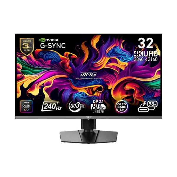 MSI MPG 322URX QD-OLED 32 Inch 3840x2160 240Hz OLED Black Gaming Monitor